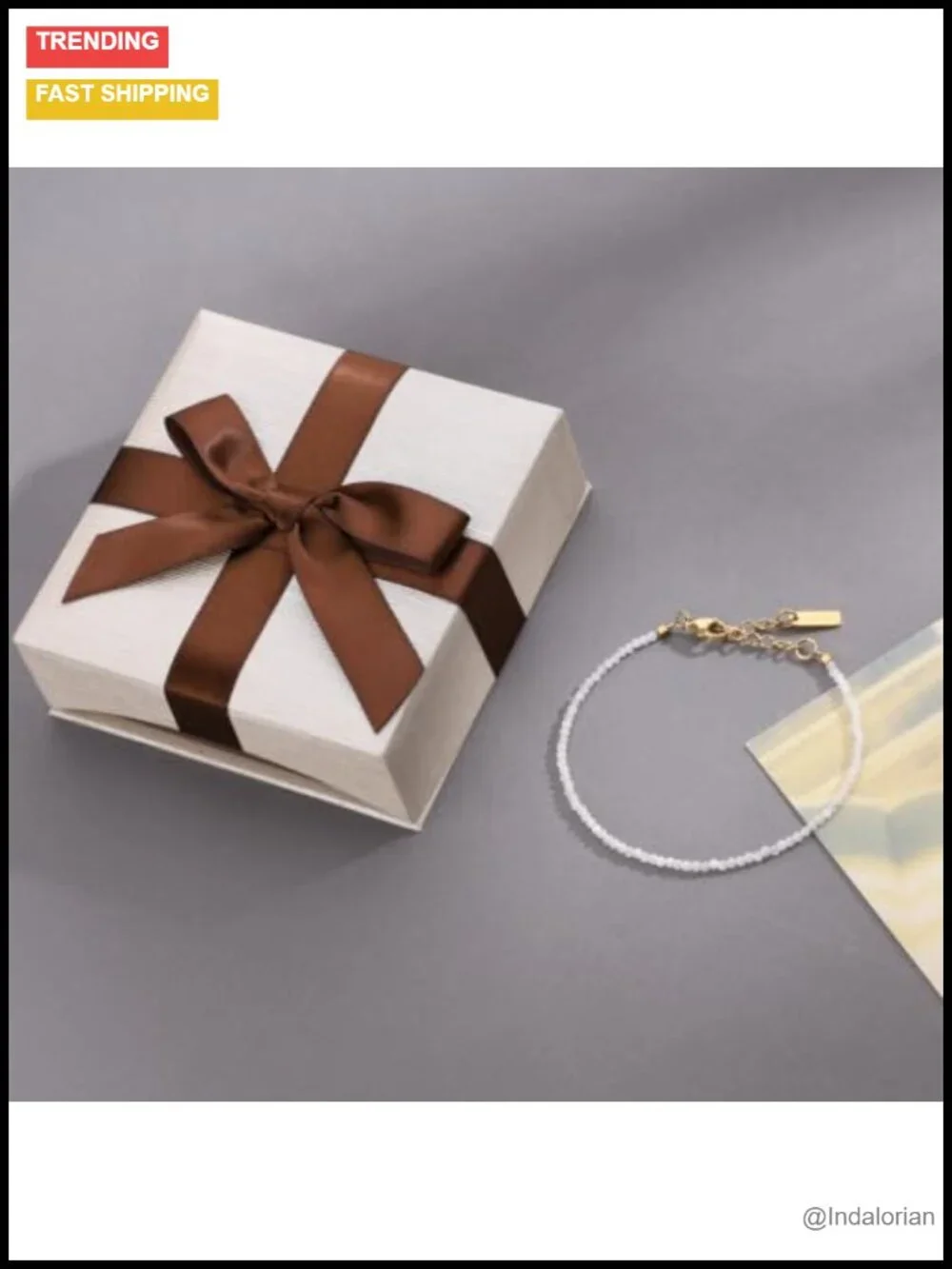 18K Gold Plated Crystal Beaded Bracelet Adjustable Dainty